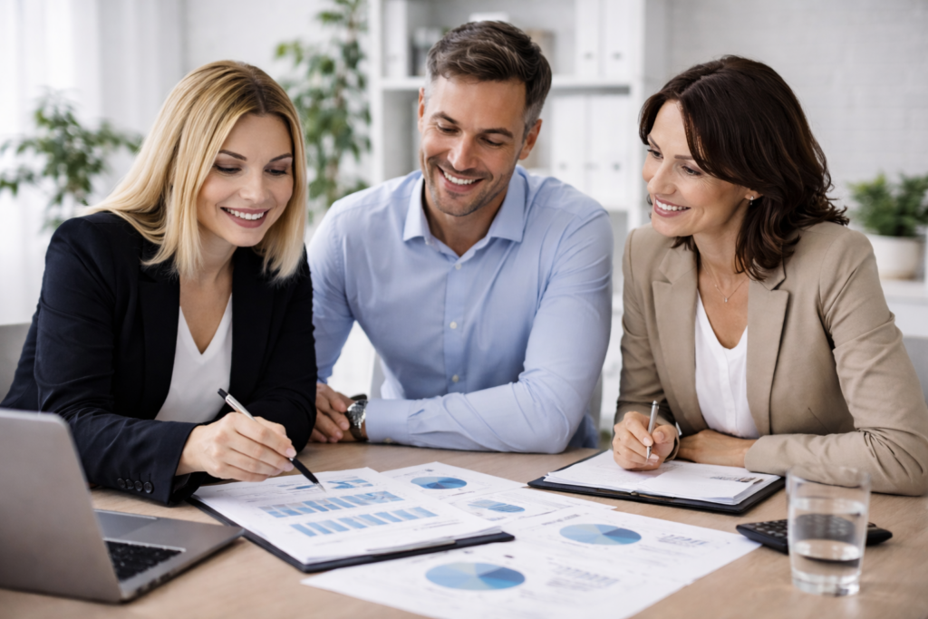 Coppia che esamina l'approvazione del proprio mutuo casa